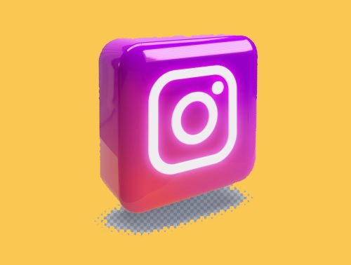 3D rounded square with glossy Instagram logoklein
